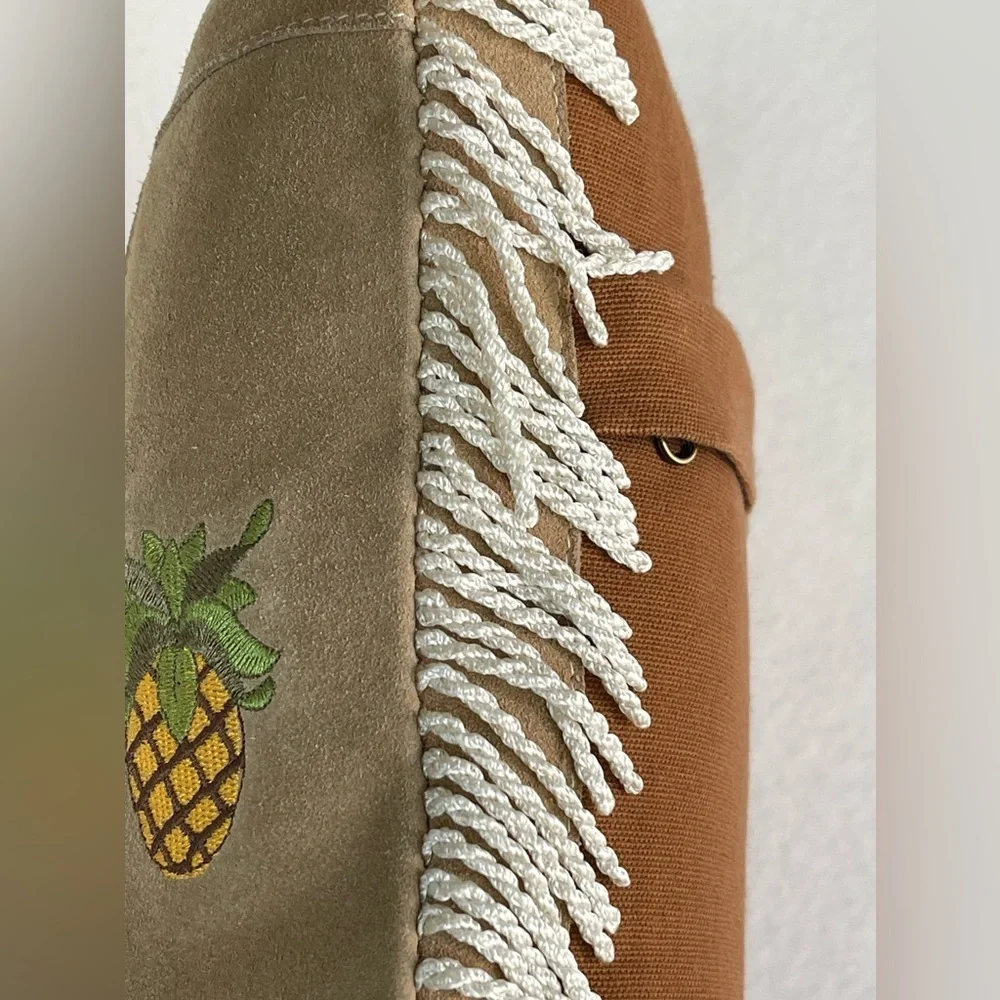 Dojanti leather and embroidered pineapple pillow welcome pineapple lovely